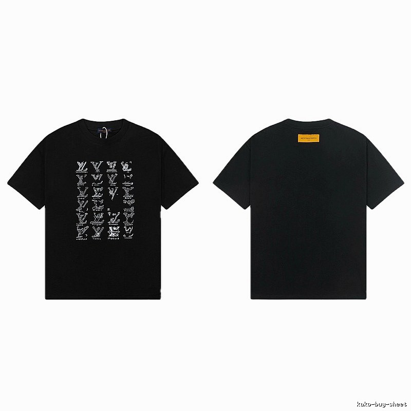 Louis Vuitton Graffiti Trend Style Black Short Sleeve T-Shirt
