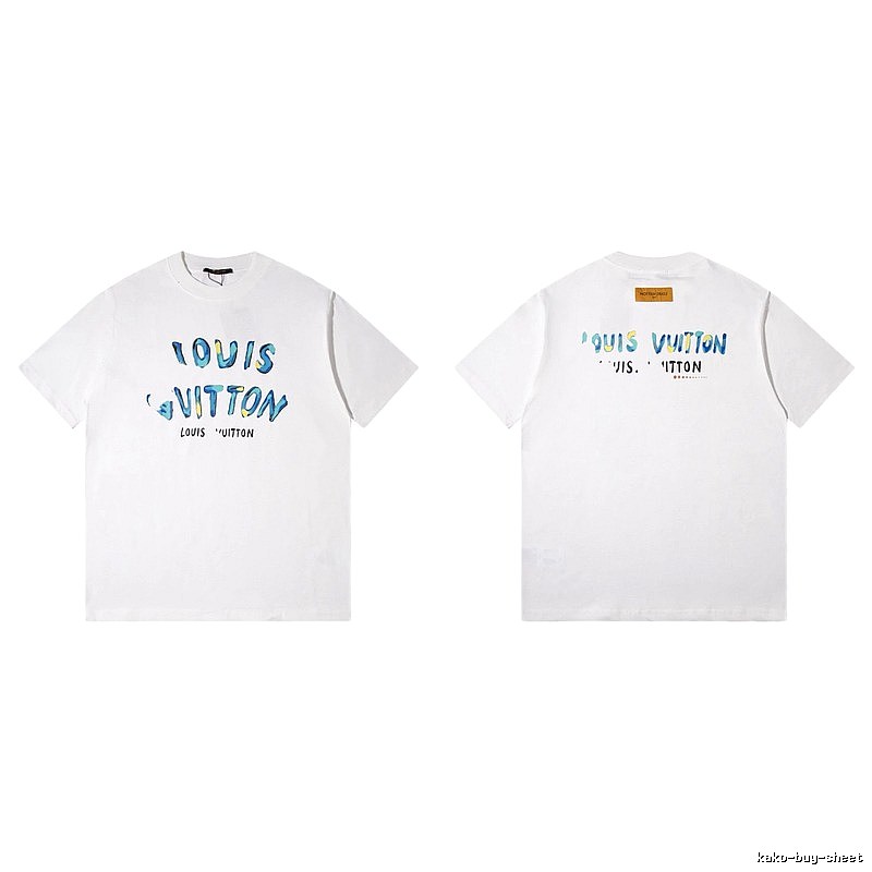 Louis Vuitton Hand-painted Graffiti Casual Style White T-shirt