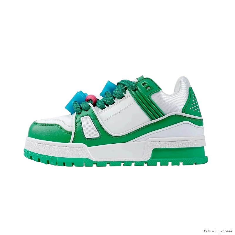Louis Vuitton LV Trainer Green and White Sneakers