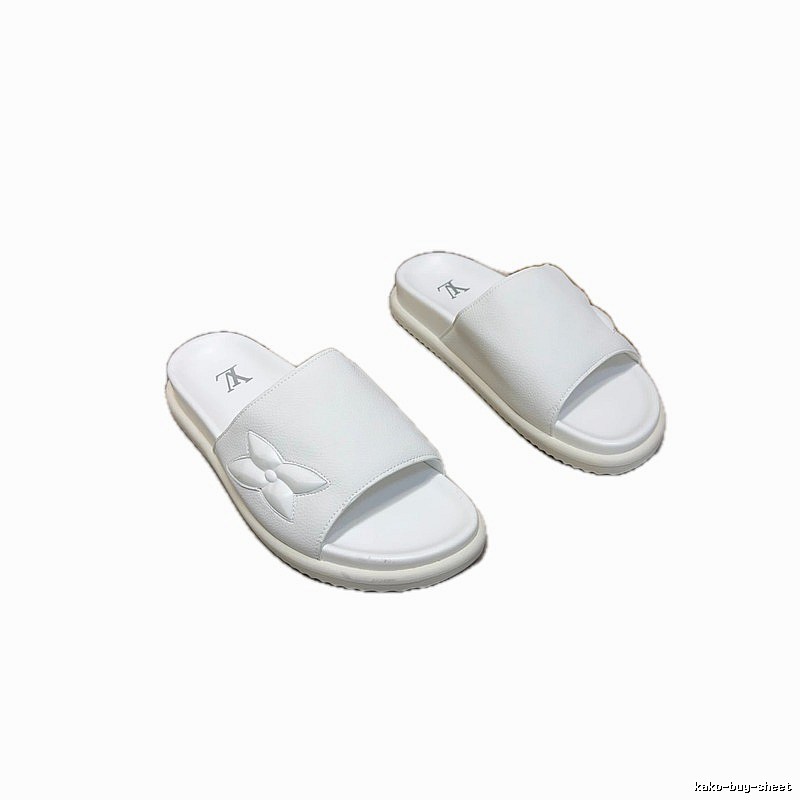 Louis Vuitton Monogram Casual Style White Slide Sandals