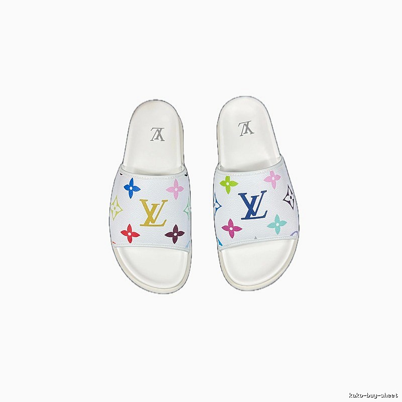 Louis Vuitton Multicolor Monogram Trendy White Slides