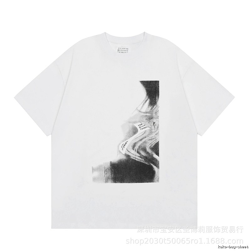 Maison Margiela Abstract Ink-wash Style White Short-sleeve T-shirt