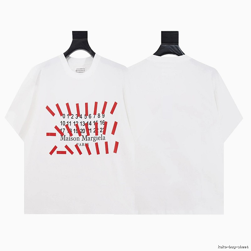 Maison Margiela Digital Print Streetwear Brand White Short-sleeve T-shirt