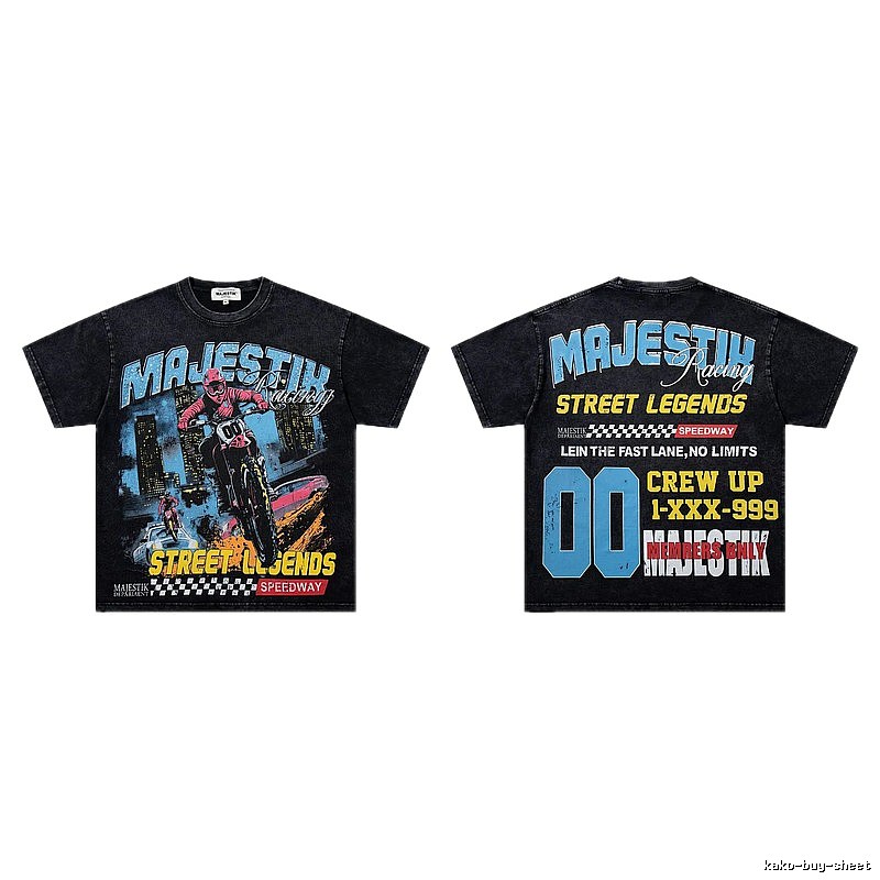 MAJESTIK Racing Vintage Street Black Short Sleeve T-Shirt