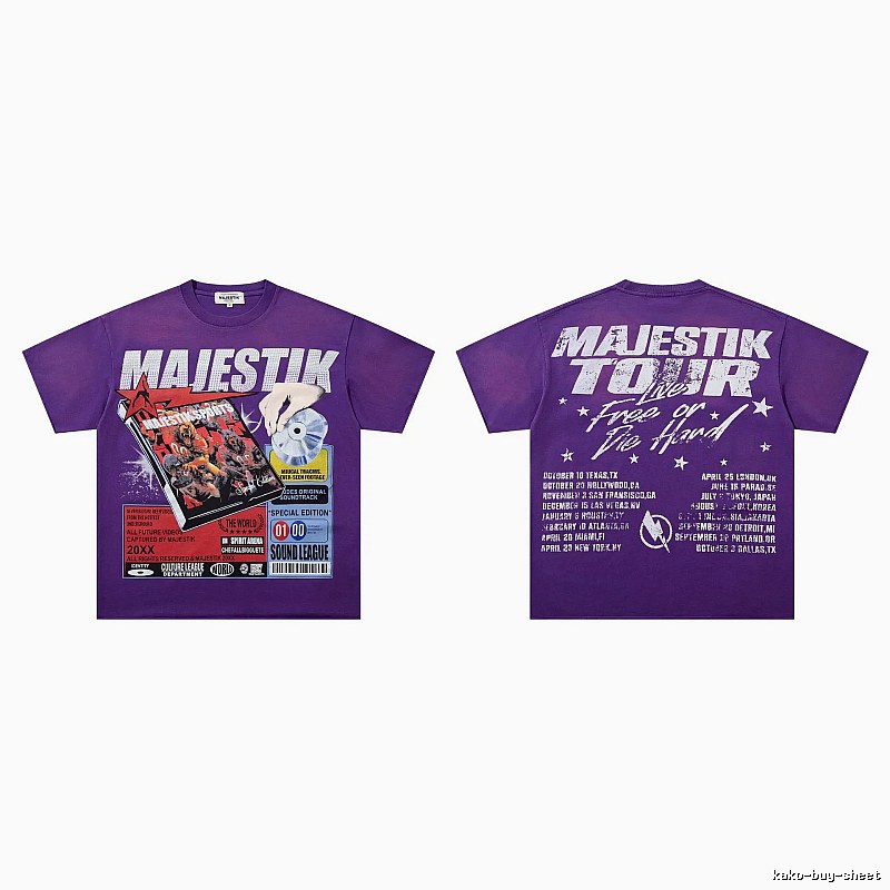 MAJESTIK Tour Vintage Style Purple Short Sleeve T-shirt