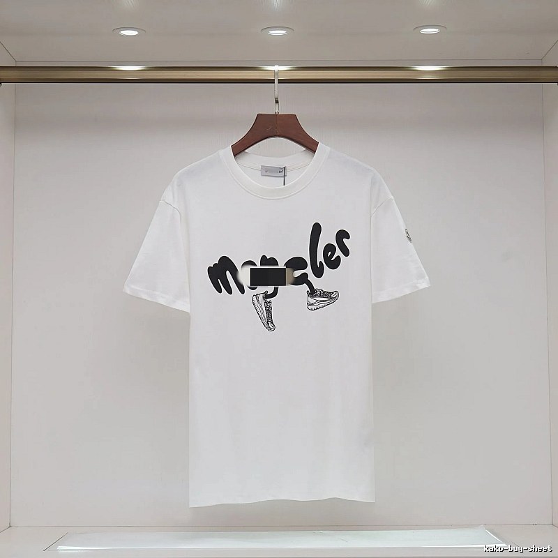 Moncler Graffiti Collection Casual Style White T-Shirt