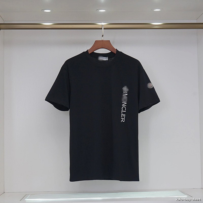 Moncler Letter Print Minimalist Style Black T-Shirt