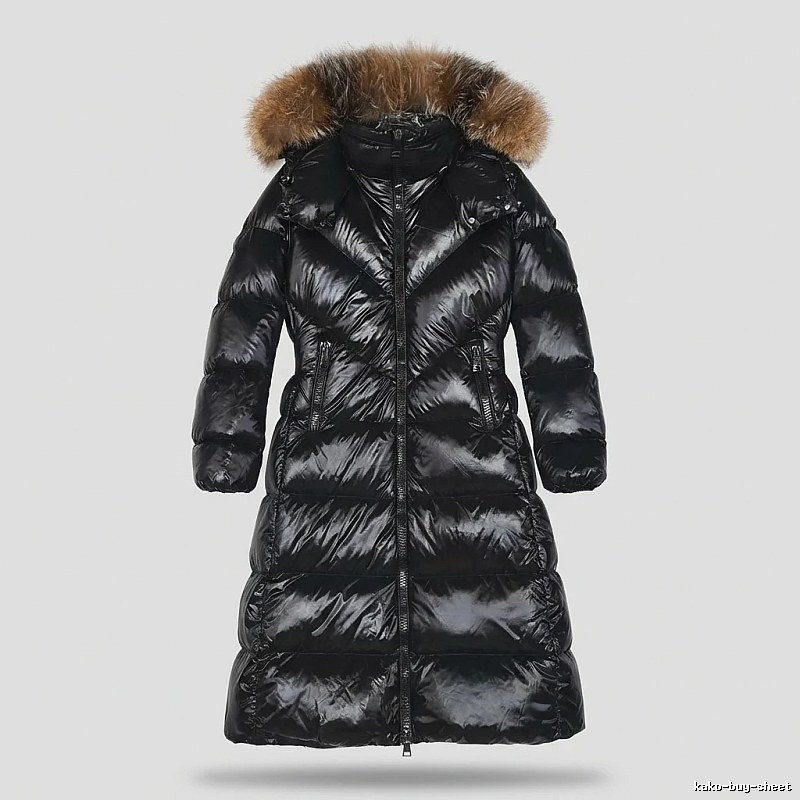 Moncler long stylish black down jacket