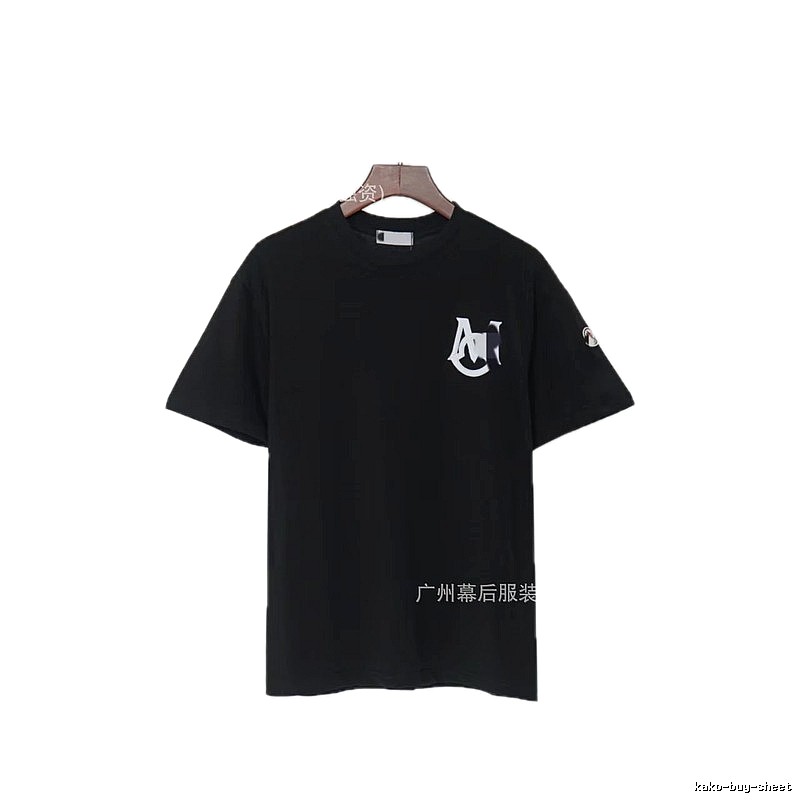 Moncler Printed Casual Style Black T-Shirt