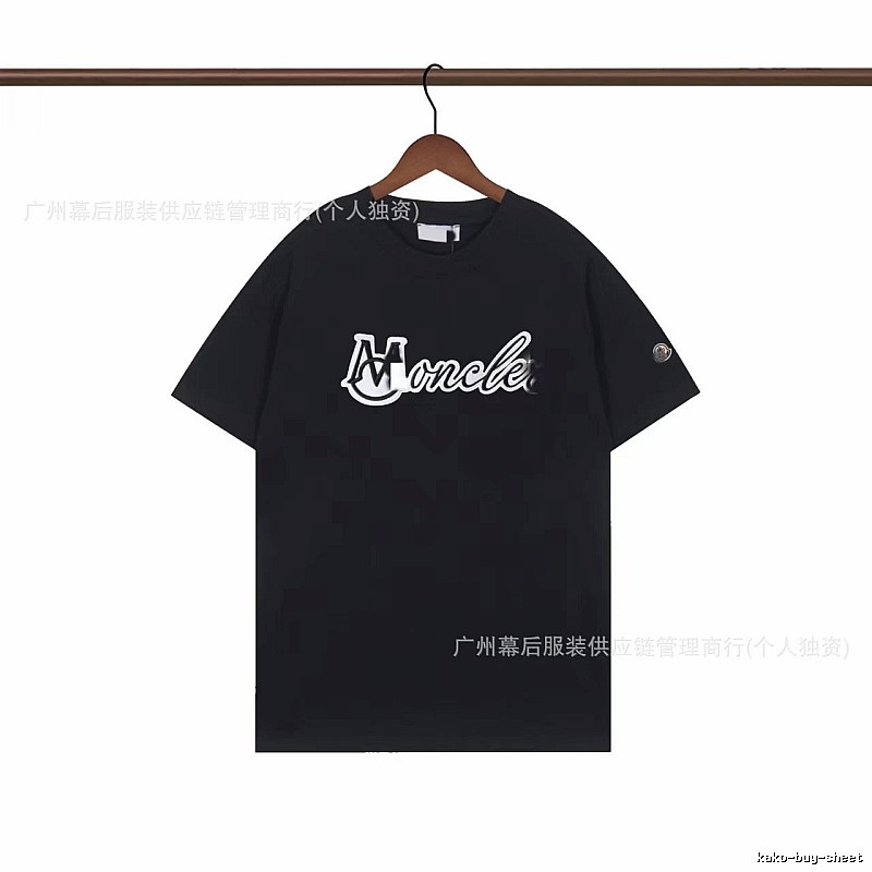 Moncler Printed Collection Streetwear Style Black T-Shirt
