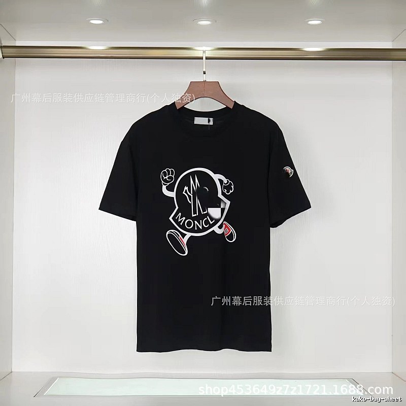 Moncler Trendy Black Cartoon Print Short-sleeved T-shirt