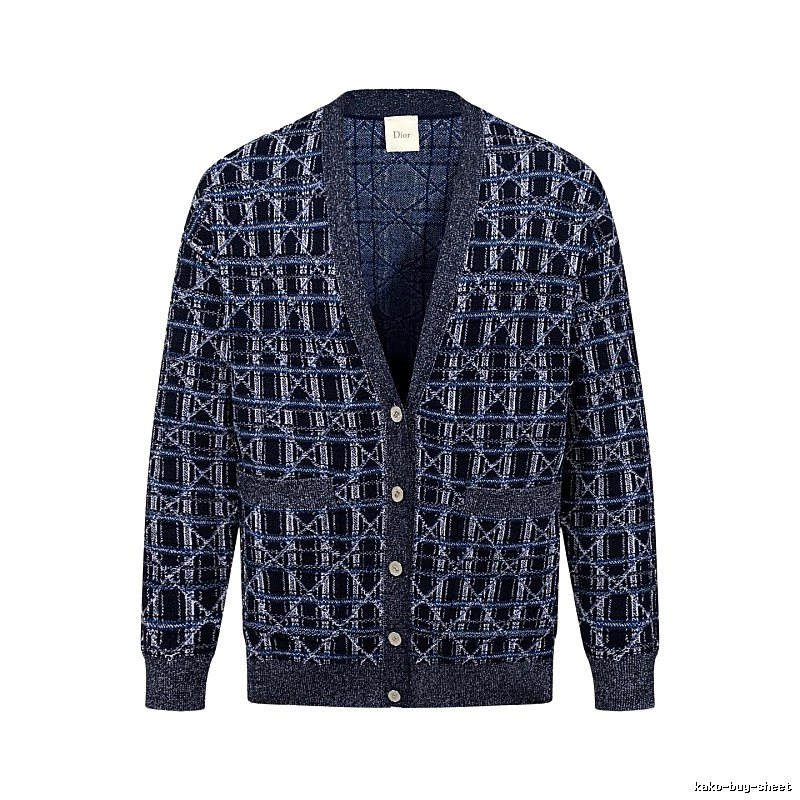 Navy Dior Button-front Cardigan for Layered Winter Looks