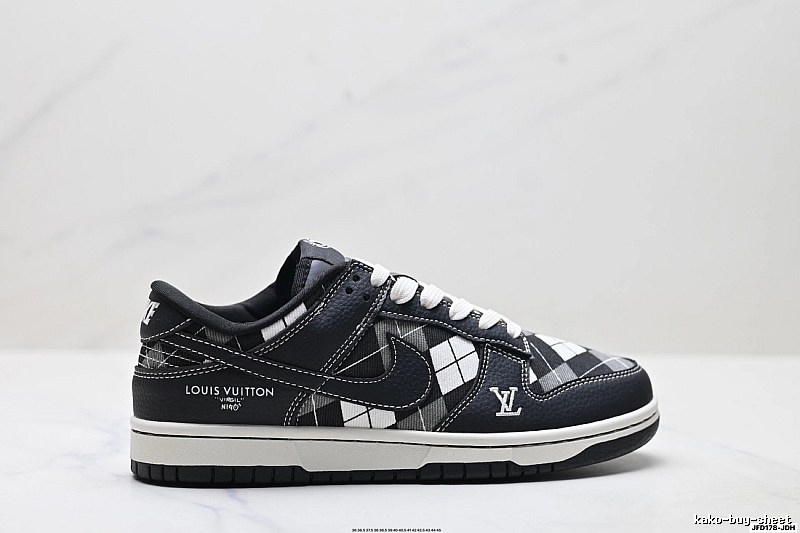Nike LV co-branded black and white checkered sports shoes