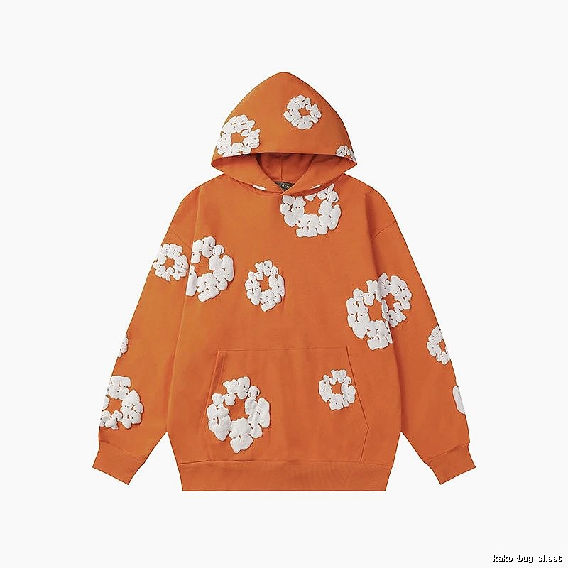 Orange Flower Pattern Hoodie Warm Tone