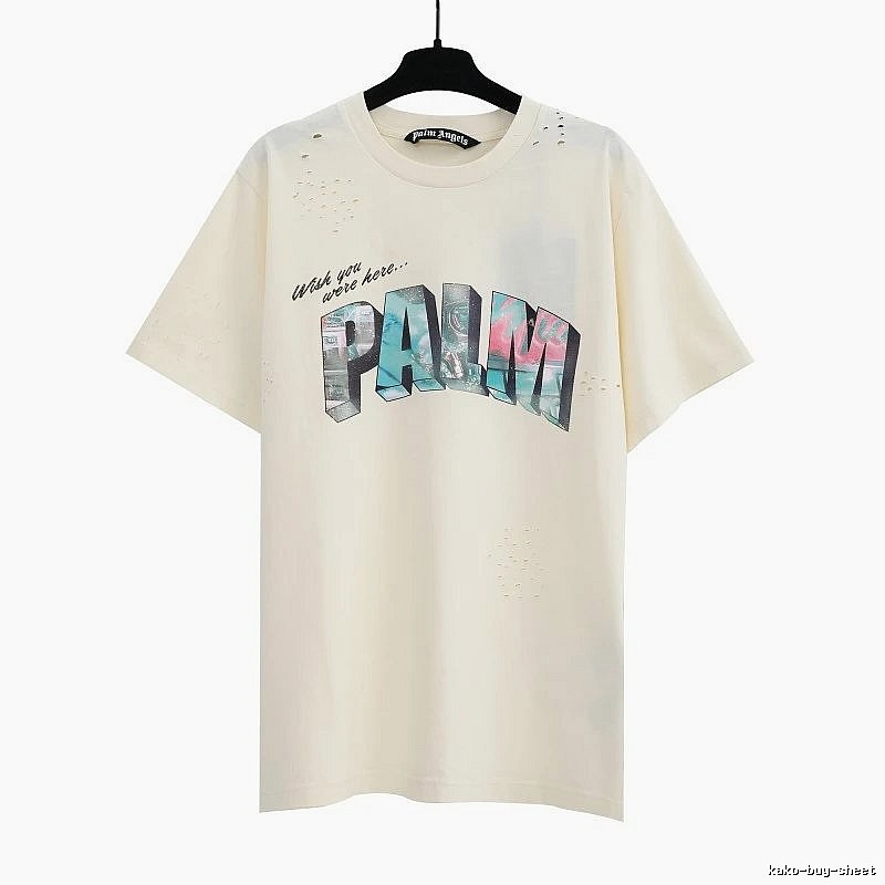 Palm Angels Daily Logo T-shirt White Palm Tree with Visual Detail