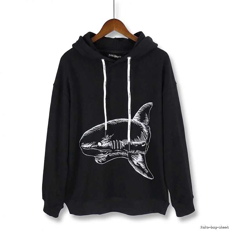 Palm Angels Shark Print Black Hoodie