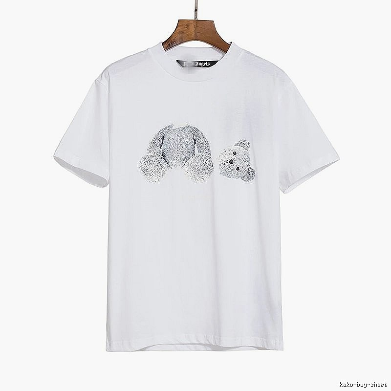 Palm Angels Travel Bear graphic T-shirt White Colorful Bear with Soft Visual Tone