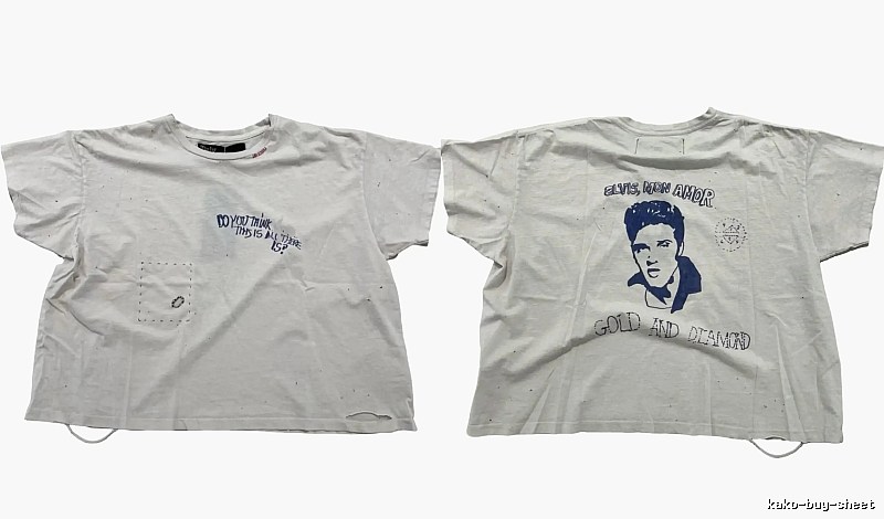 Paly Hollywood Elvis Vintage Distressed White T-Shirt