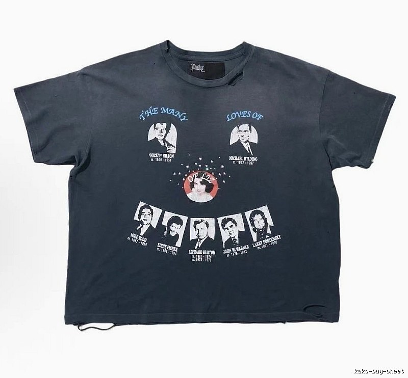 Paly Hollywood Portrait Print Vintage Charcoal Black T-Shirt