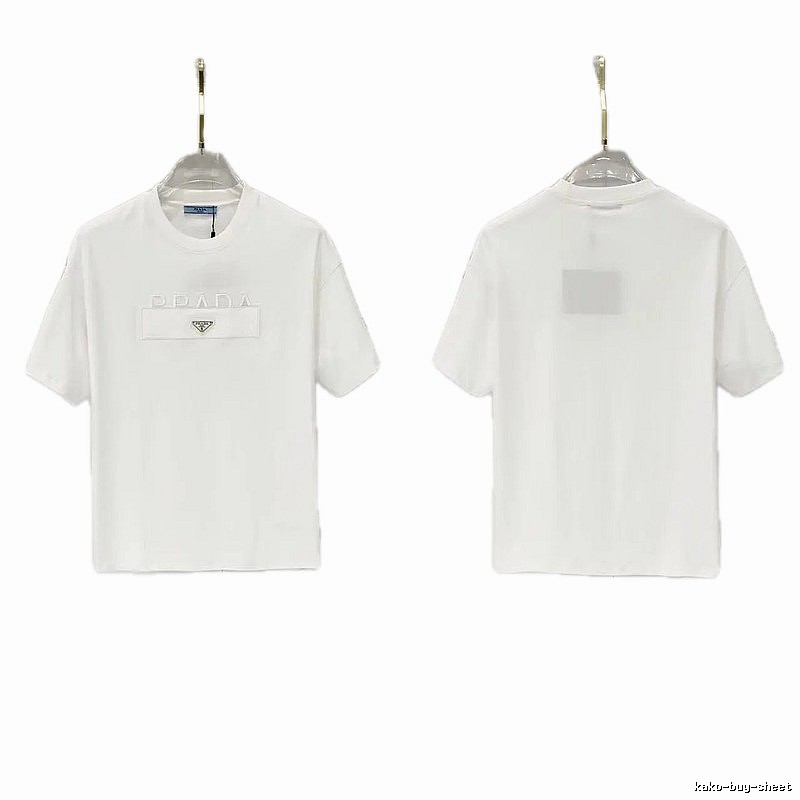 Prada Classic Triangle Logo Minimalist Style White T-Shirt