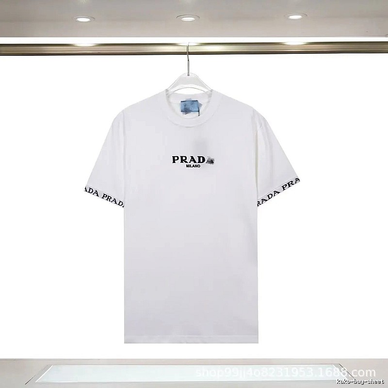 Prada Classic Webbing Minimalist Style White T-Shirt