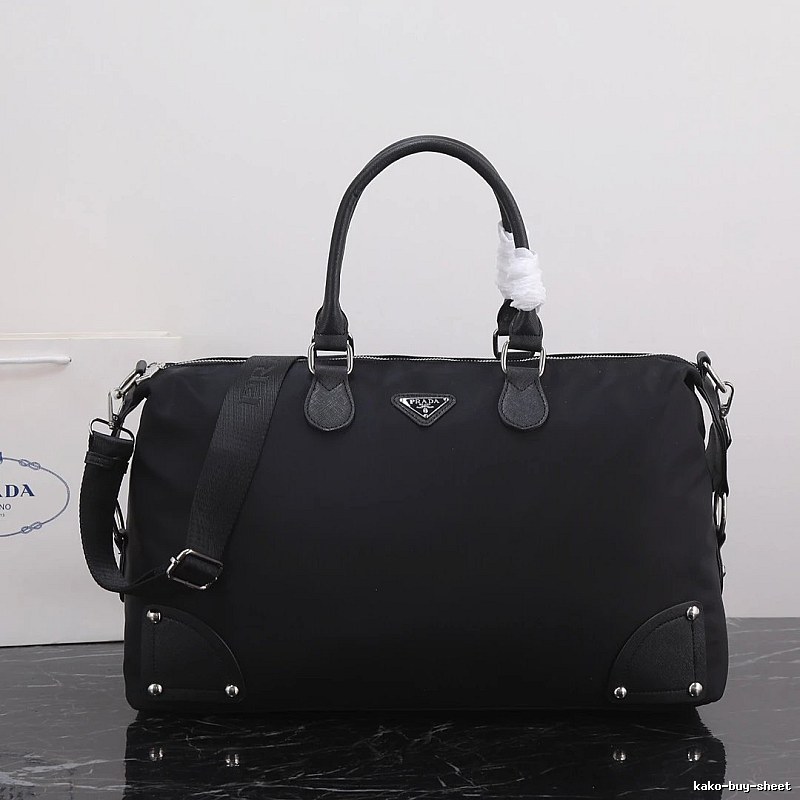 Prada Duffel Bag with Black Nylon Duffel Detail