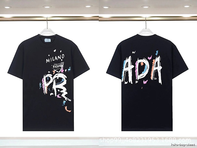 Prada Graffiti Collection Street Style Black T-Shirt