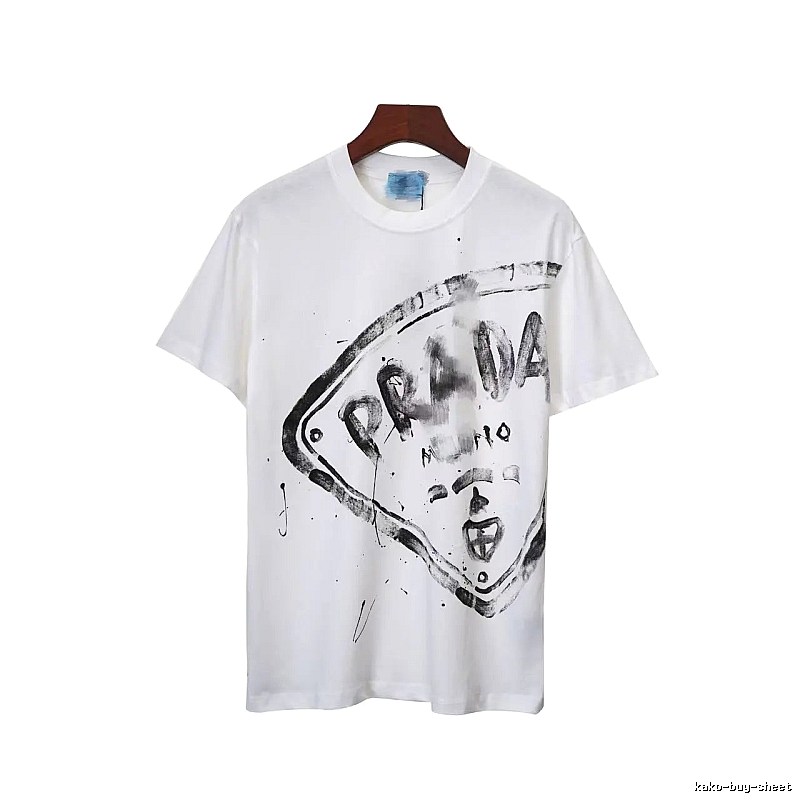 Prada Graffiti Print Street Style White T-Shirt