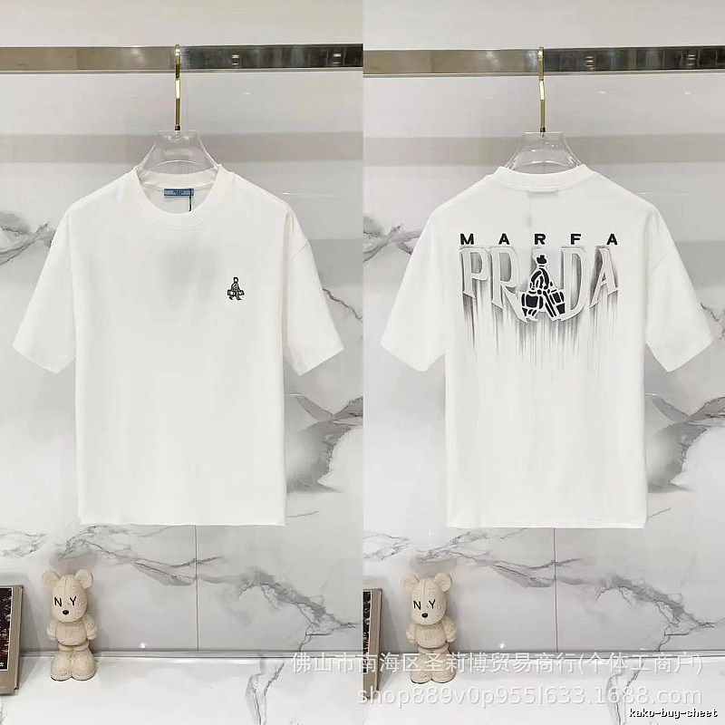 Prada MARFA Streetwear Style White Short-Sleeve T-Shirt