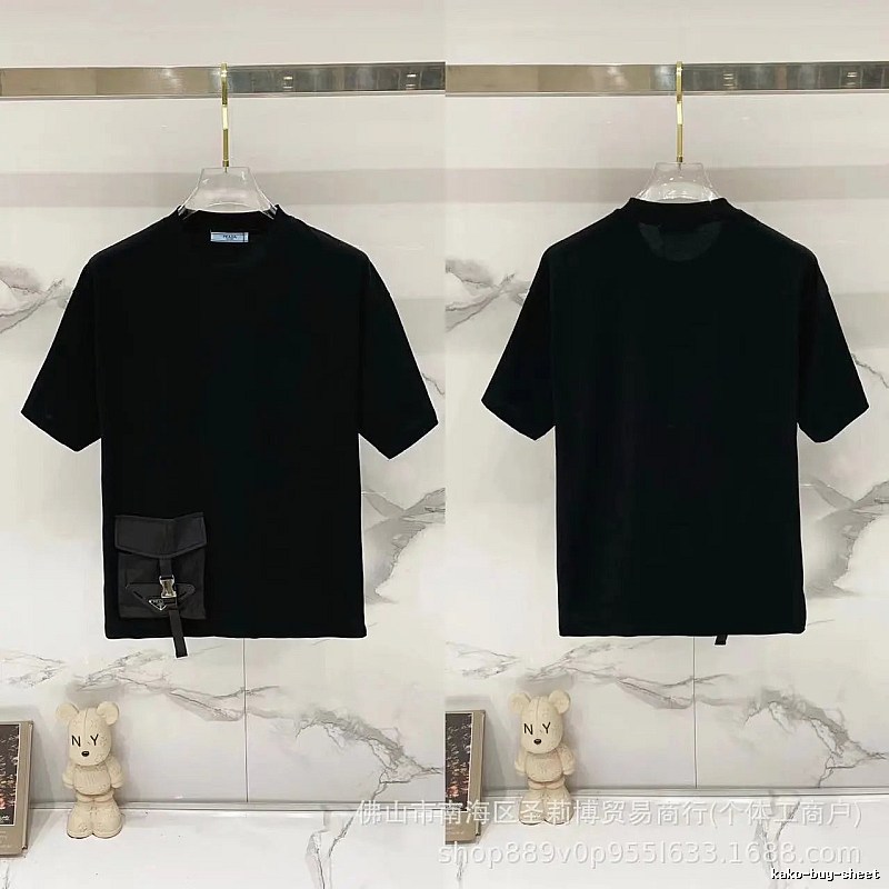 Prada Pocket Collection Minimalist Style Black Short-sleeved T-shirt