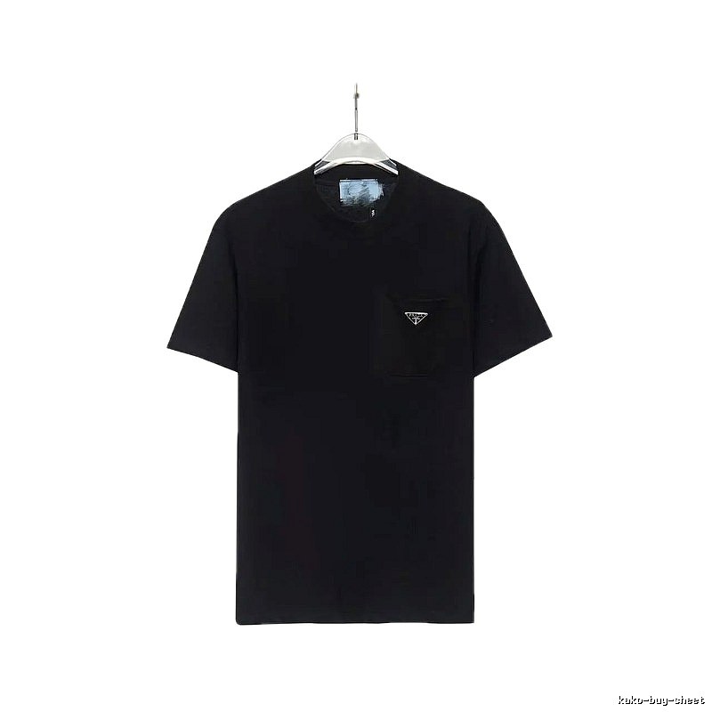 Prada Triangle Logo Minimalist Style Black Short-sleeve T-shirt