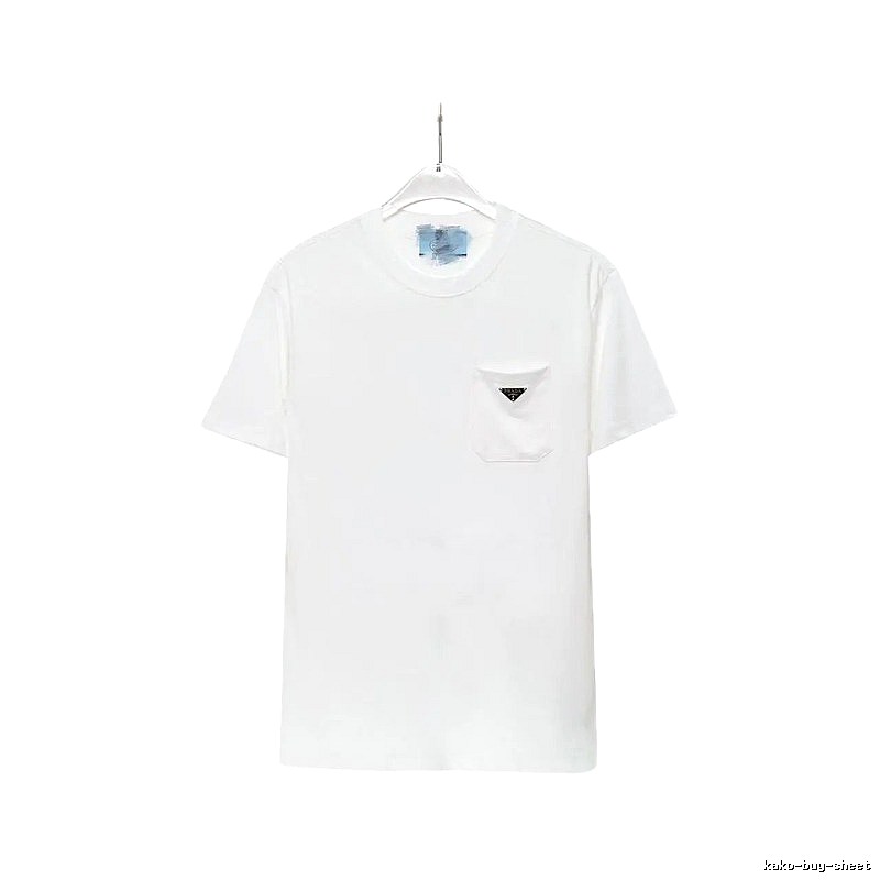 Prada Triangle Logo Minimalist Style White Short-sleeve T-shirt