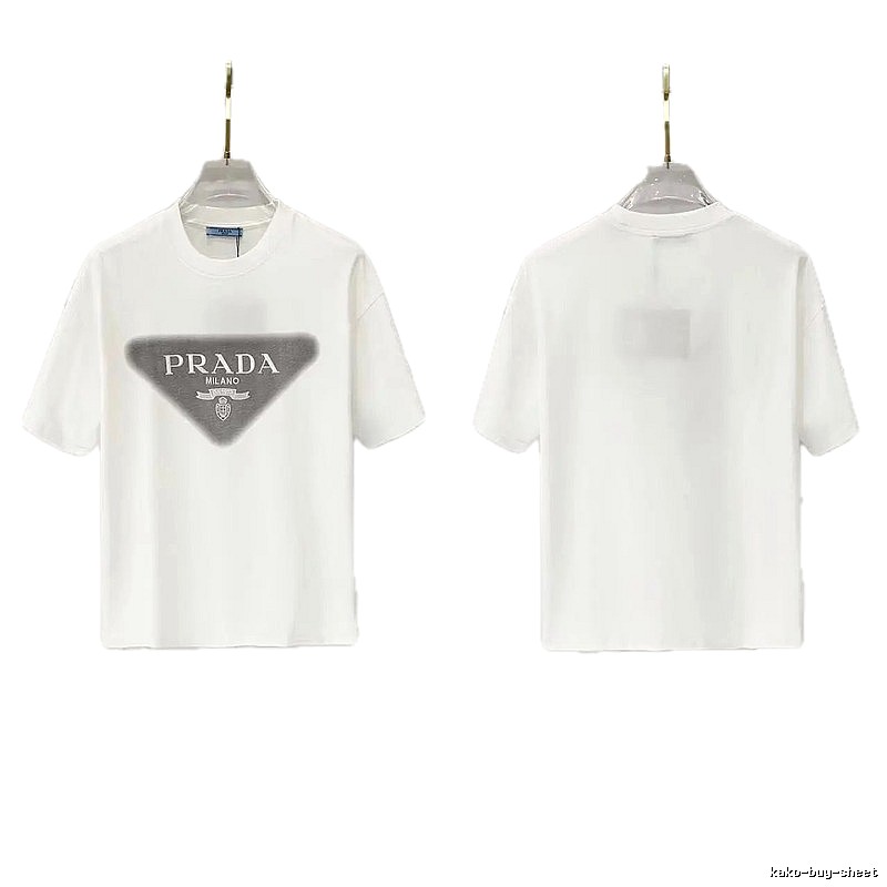 Prada Triangle Logo Minimalist Style White T-Shirt