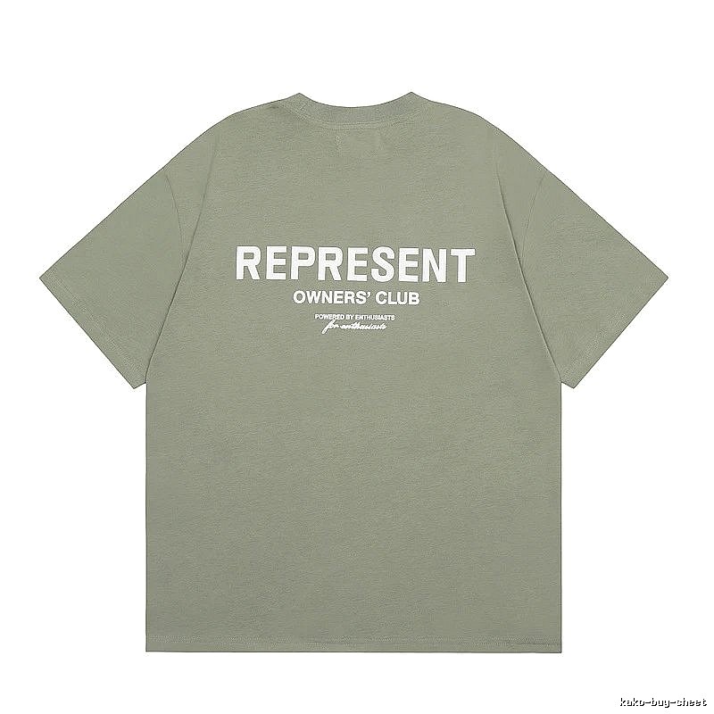 Represent Army Green Style 868 Owners Club T-Shirt Signature Detail Logo