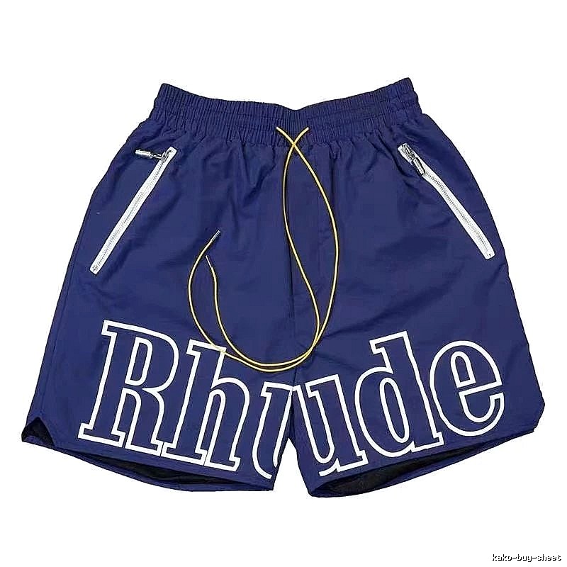RHUDE letter-style dark blue shorts