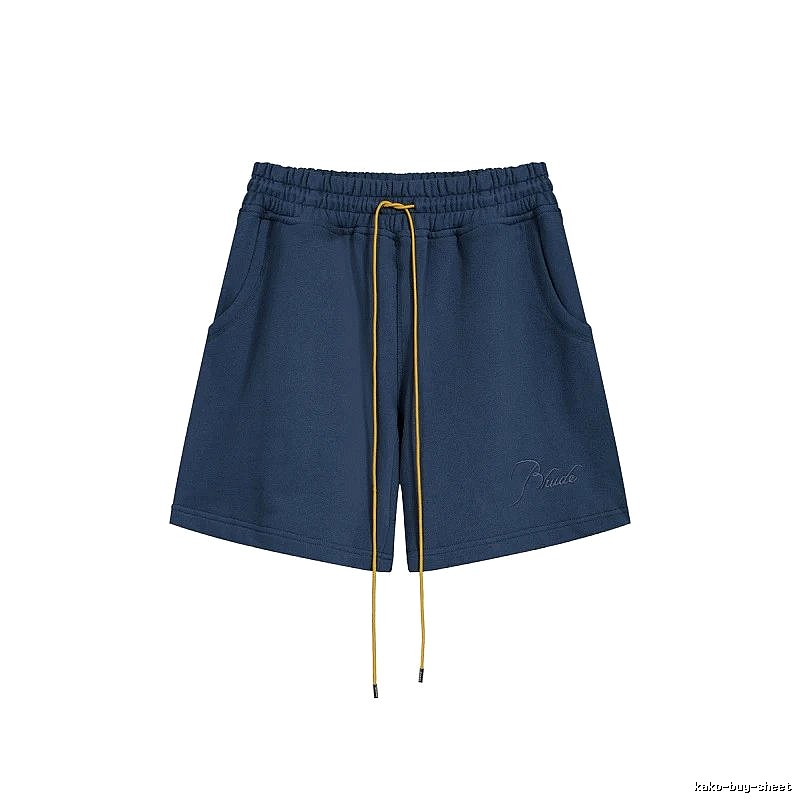 RHUDE minimalist style navy blue shorts
