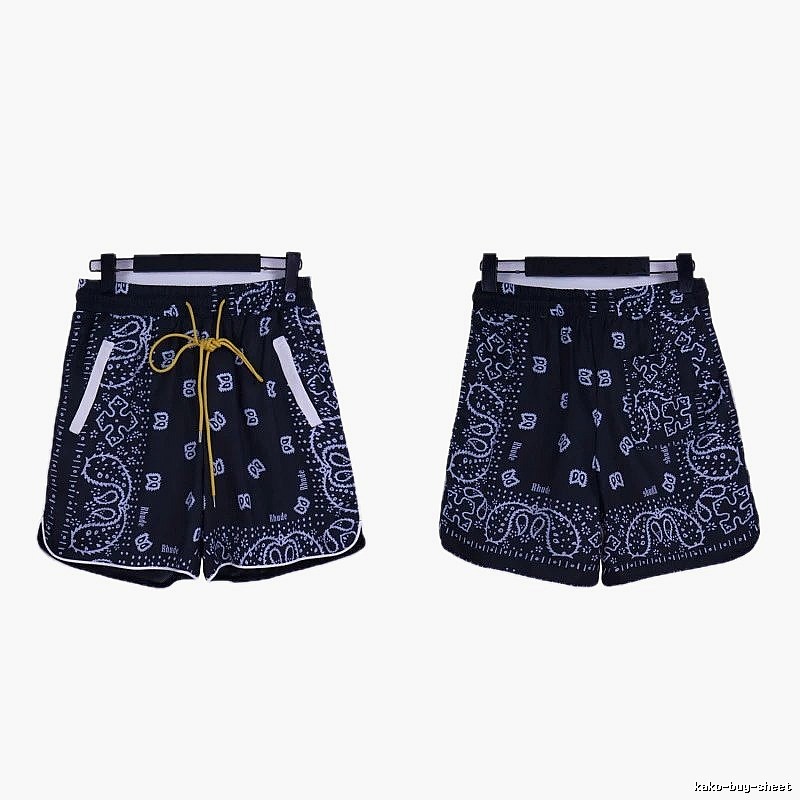 RHUDE retro-style black shorts