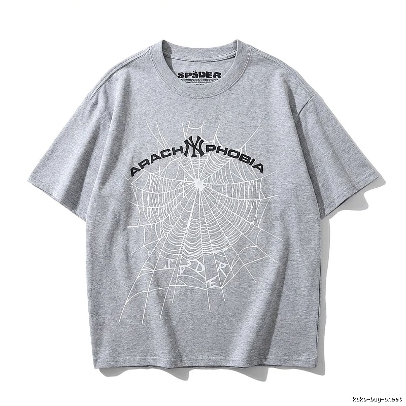 Sp5der Spider Web Trendy Grey T-shirt