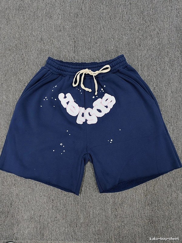 Sp5der Star Print Street Style Navy Blue Shorts