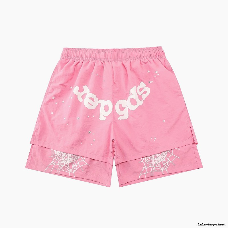 Sp5der star - printed pink shorts