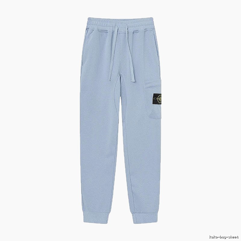 Stone Island Compass Badge Street Style Light Blue Cuffed Jogger Sweatpants