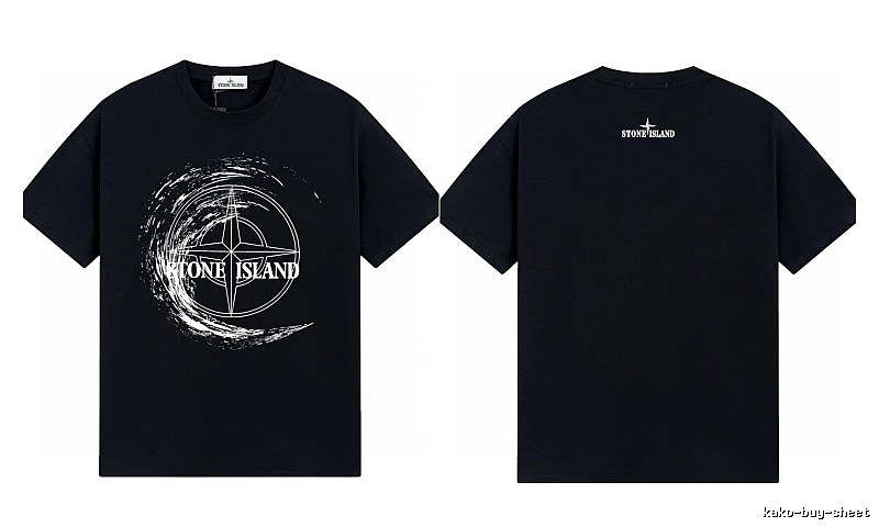Stone Island Compass Print Street Style Black T-Shirt