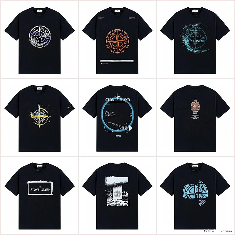 Stone Island Compass Print Street Style Black T-Shirt