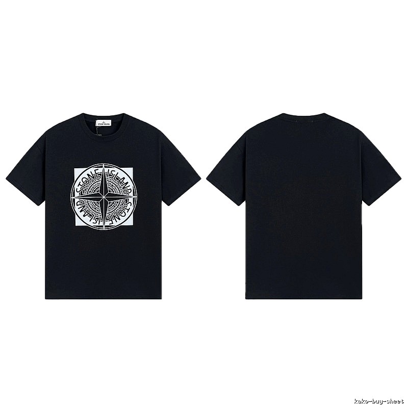 Stone Island Compass Print Street Style Black T-Shirt