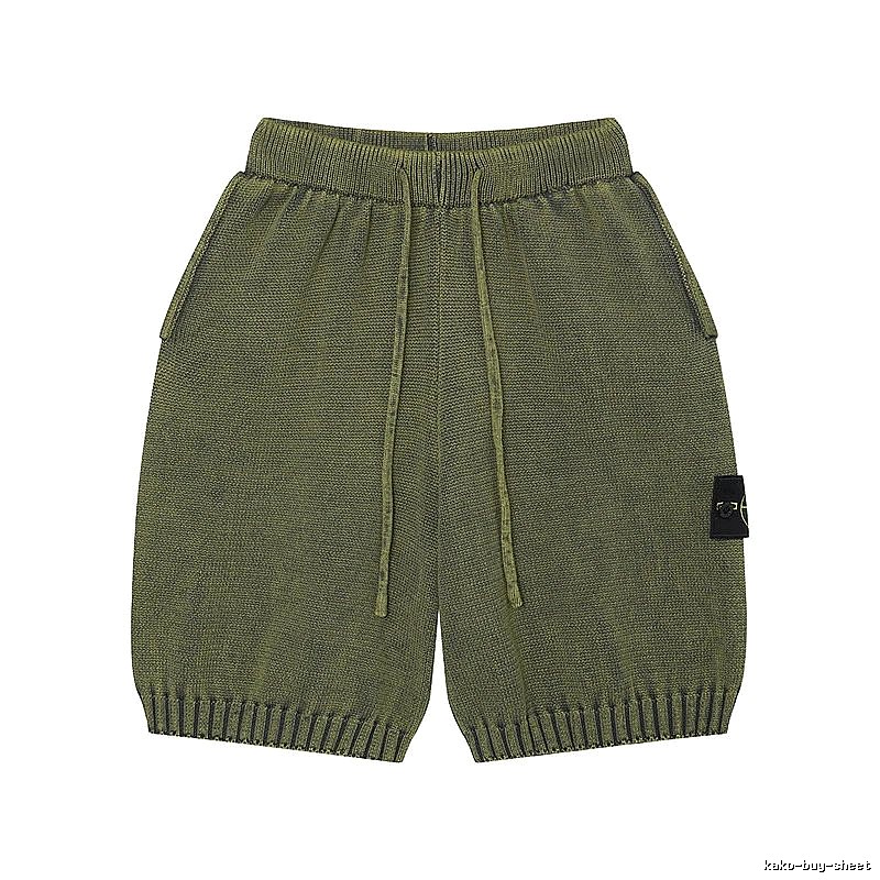 Stone Island Knit Techwear Style Military Green Shorts