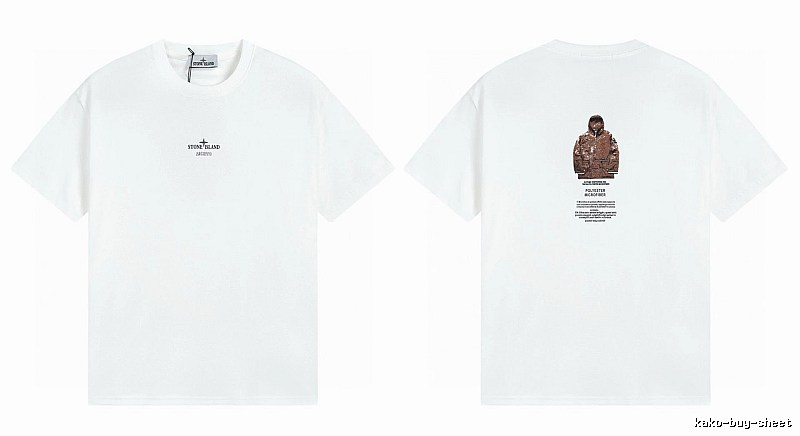 Stone Island Printed Functional Style White Short Sleeve T-shirt