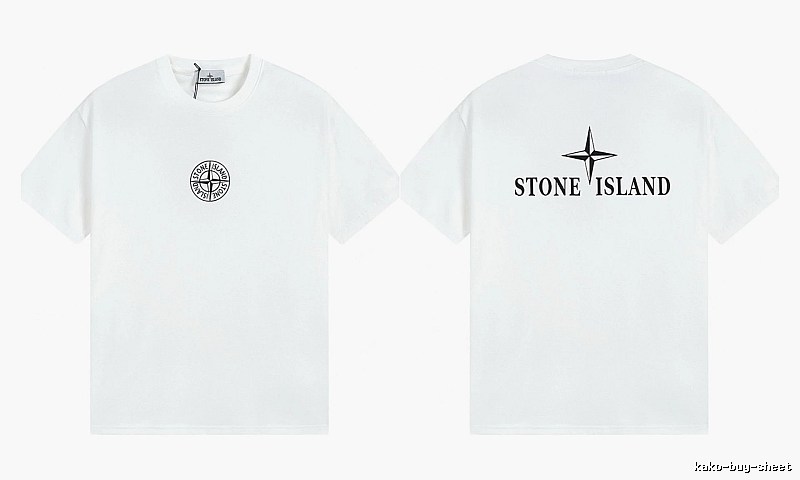 Stone Island Printed Street Style White Short Sleeve T-shirt