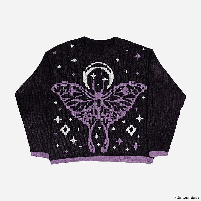 Streetwear Anime graphic sweater Black Knit Top with Logo Accent