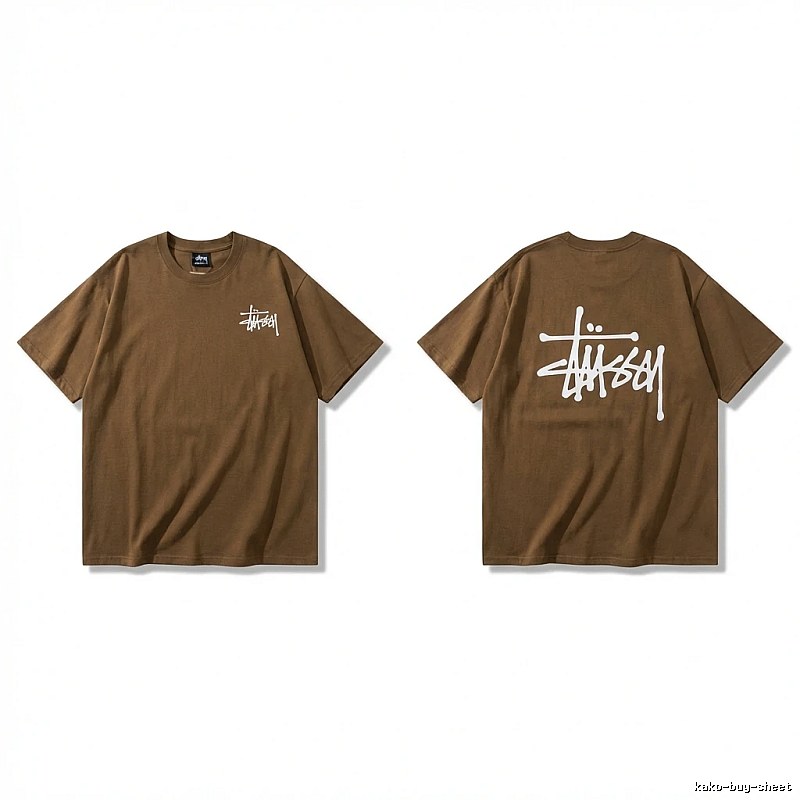Stussy basic simple style coffee-colored T-shirt