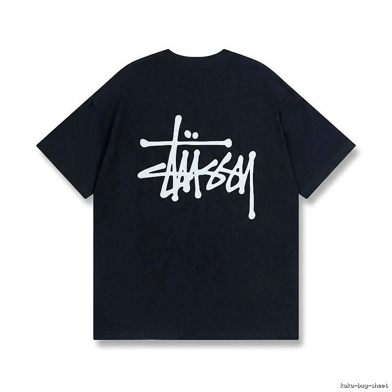 Stussy basic street style black T-shirt
